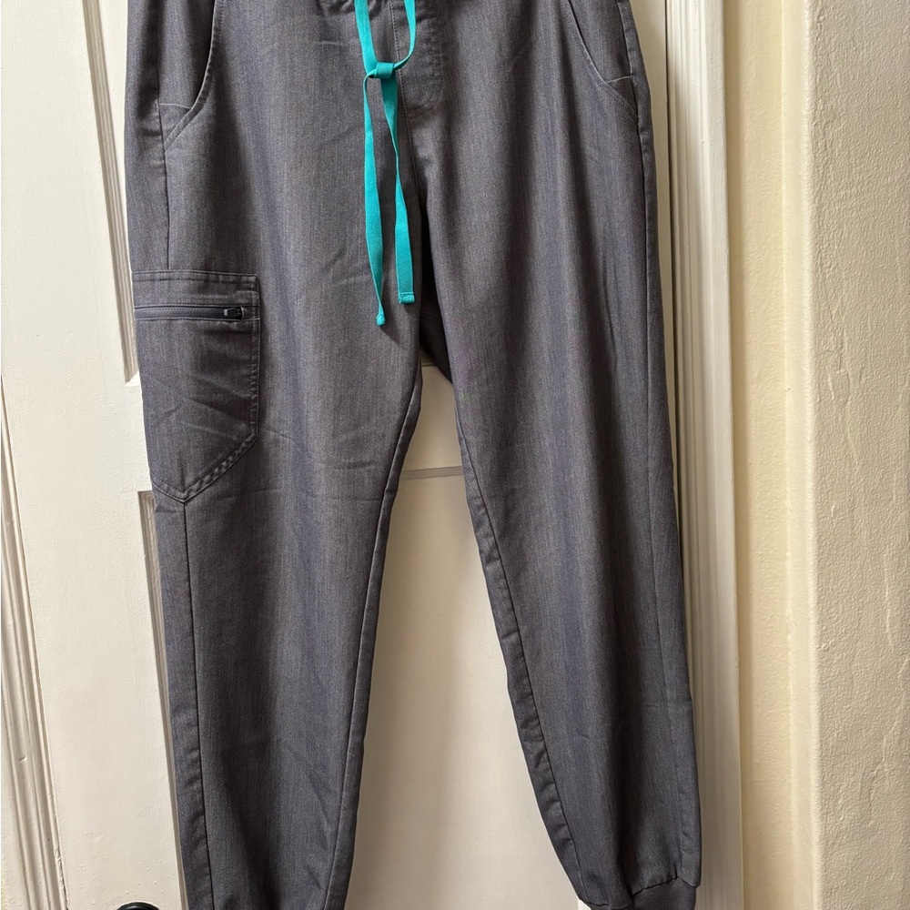 Figs Gray Joggers with Teal Accent